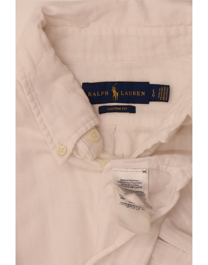 Velika bijela pamučna muška prilagođena košulja Ralph Lauren