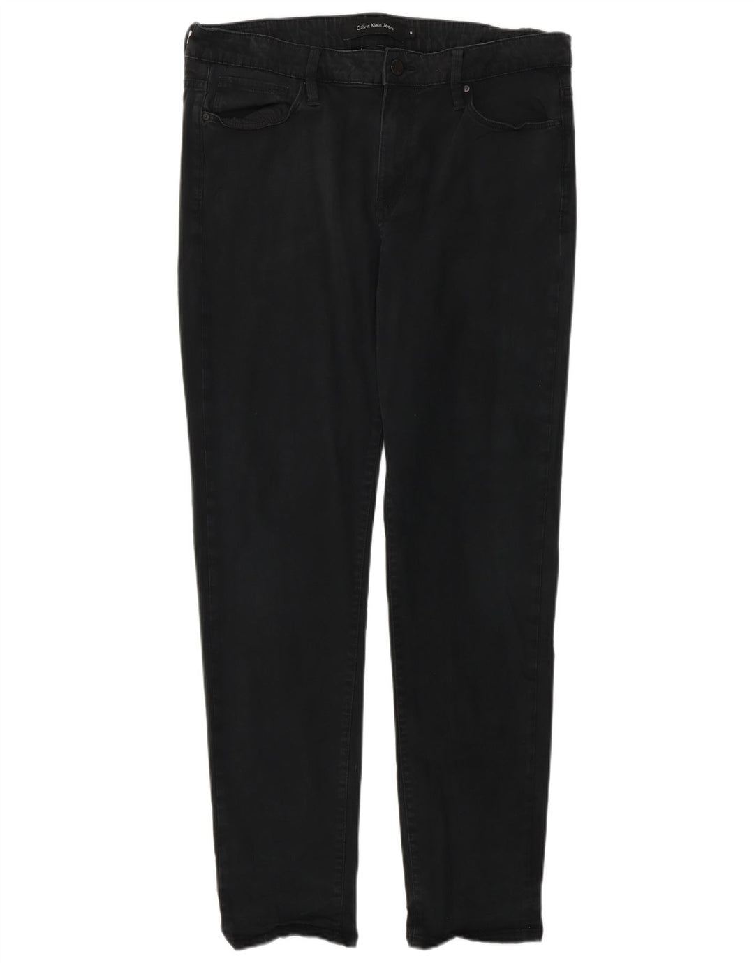 CALVIN KLEIN Ženske uske traperice US 14 XL W34 L32 crni pamuk