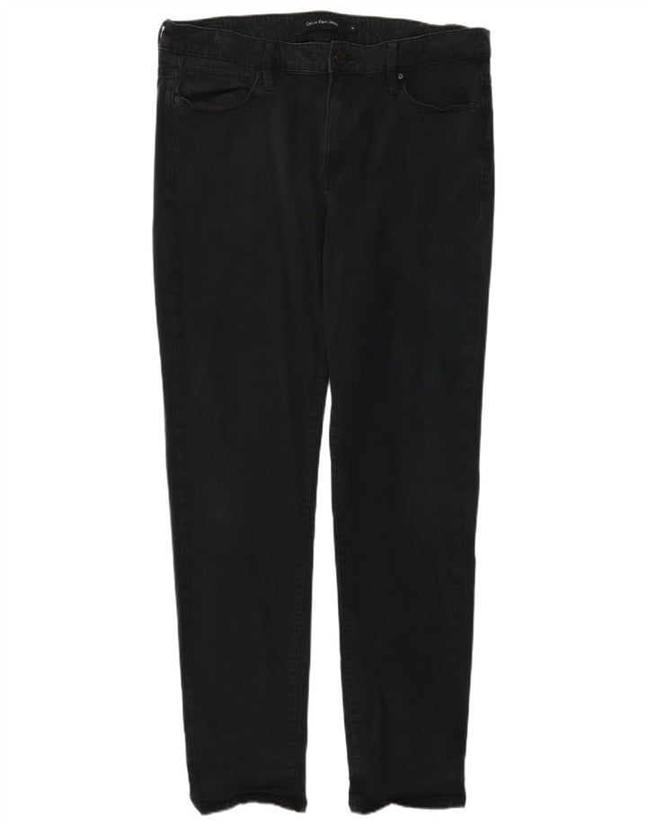 CALVIN KLEIN Ženske uske traperice US 14 XL W34 L32 crni pamuk