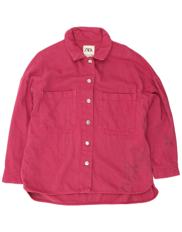 Zara ženska traper košulja UK 16 Large Pink Cotton