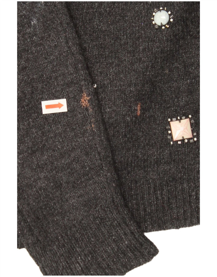 MONSOON ženski džemper s morskim izrezom UK 12 srednje sivi pamuk