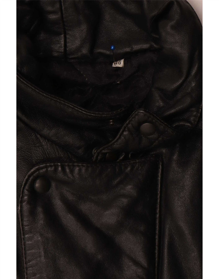 Vintage muška bomber kožna jakna UK 46 3XL crna koža