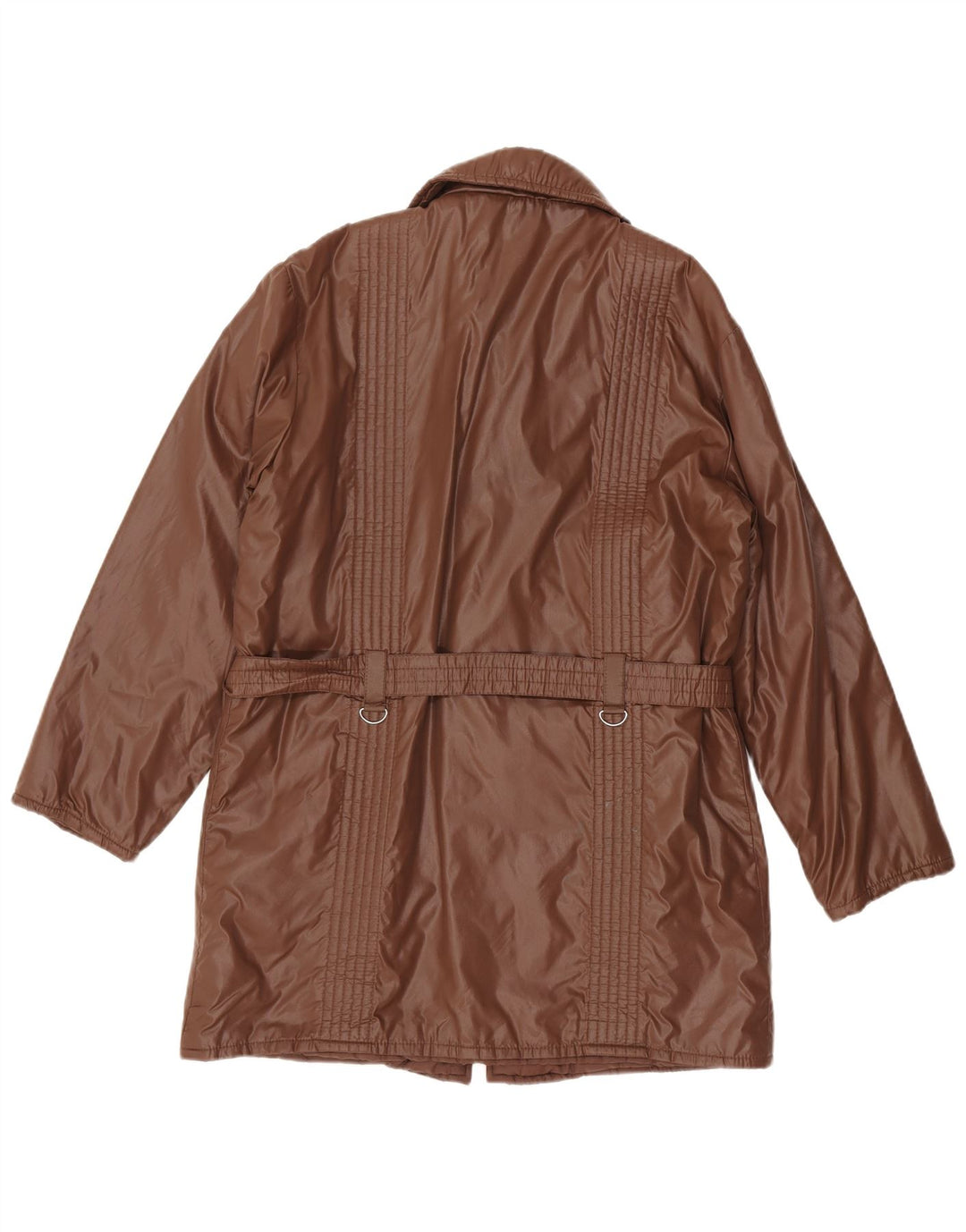 VINTAGE Womens Overcoat UK 20 2XL Brown Polyamide