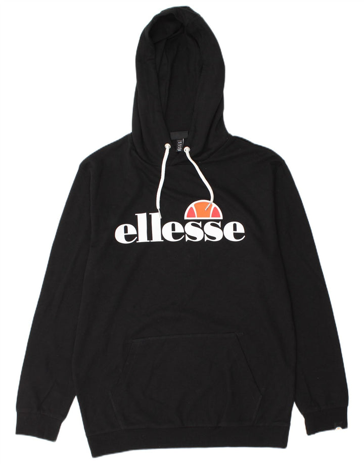 Ellesse muška majica s kapuljačom srednje veličine, crni pamuk