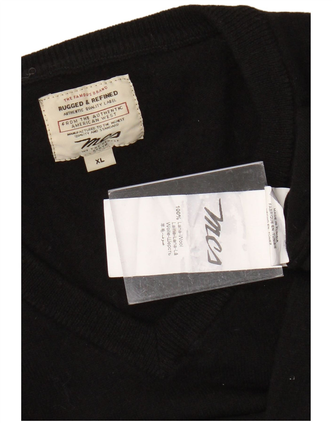 MARLBORO CLASSICS Mens V-Neck Jumper Sweater XL Black Wool