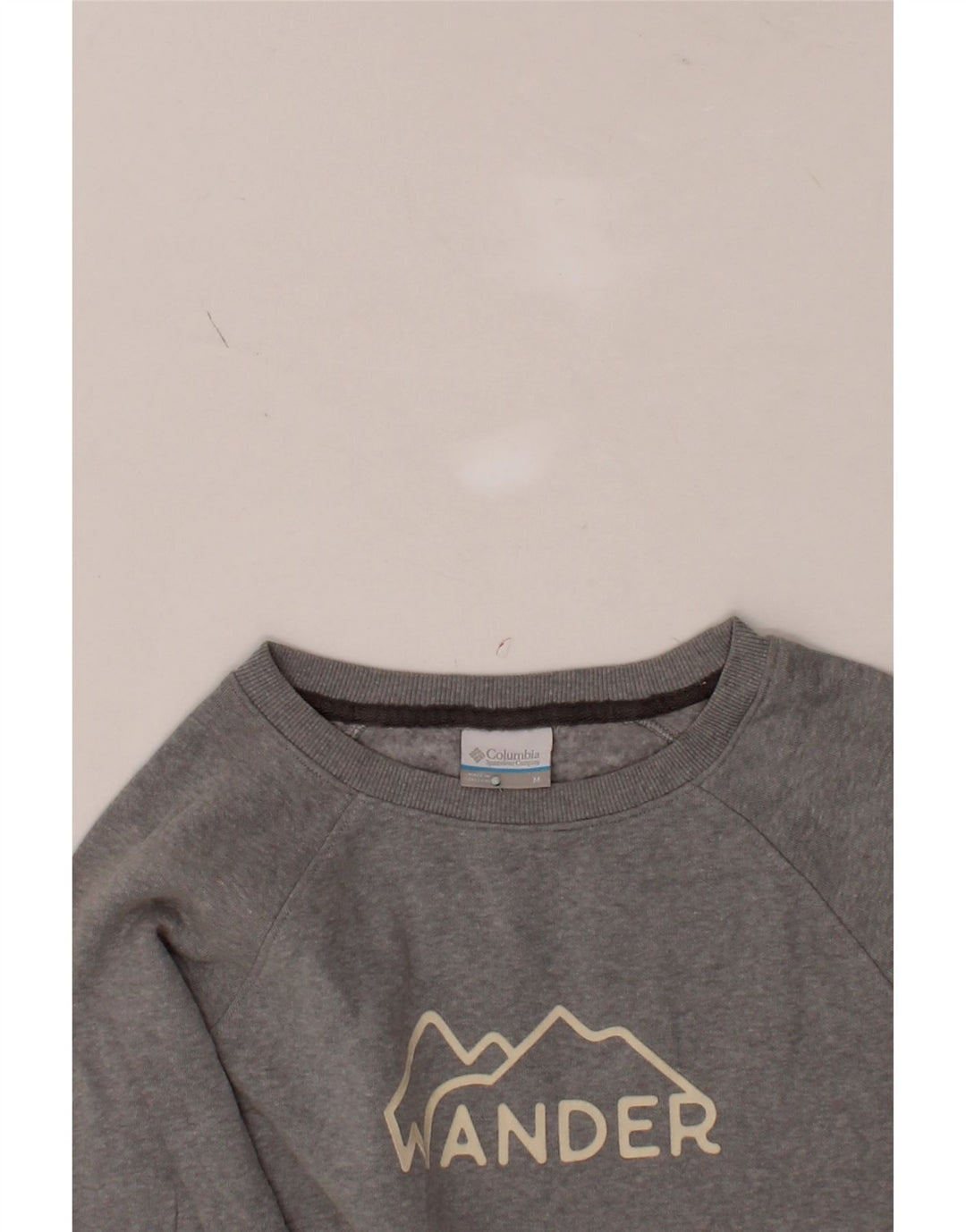 COLUMBIA Womens Graphic Sweatshirt Jumper UK 14 Medium Grey Cotton Vintage Columbia and Second-Hand Columbia from Messina Hembry 