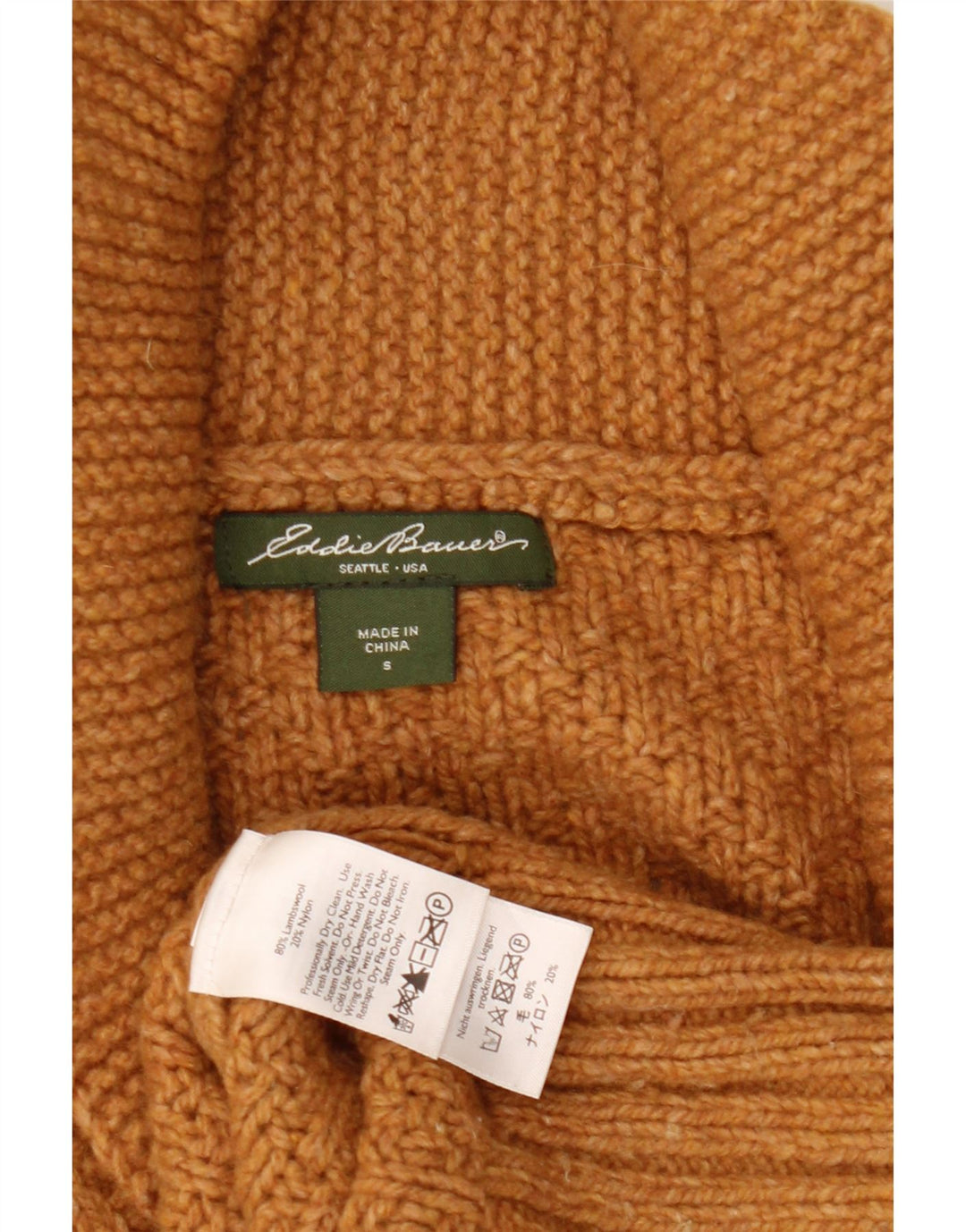 EDDIE BAUER Ženski preveliki džemper UK 10 Small Brown Lambswool