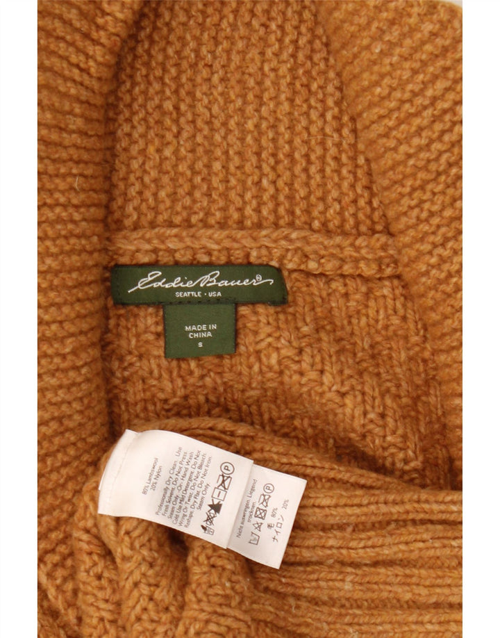 EDDIE BAUER Ženski preveliki džemper UK 10 Small Brown Lambswool