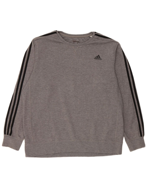 Adidas Mens Sweatshirt Jumper XL Grey Flecked Polyester