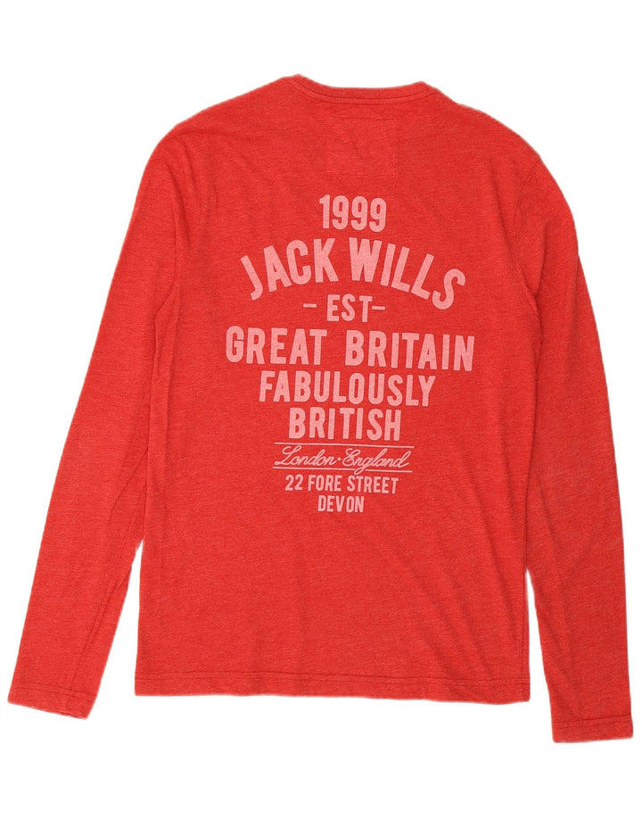 JACK WILLS Mens Graphic Top Long Sleeve XS Red Cotton