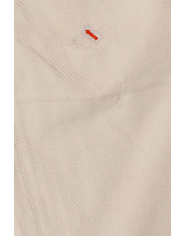 ZU ELEMENTS Ženske ravne traperice s oskudima W32 L34 Bijeli pamuk