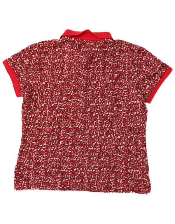 Benetton ženska polo majica UK 14 Srednje ružičasti cvjetni pamuk