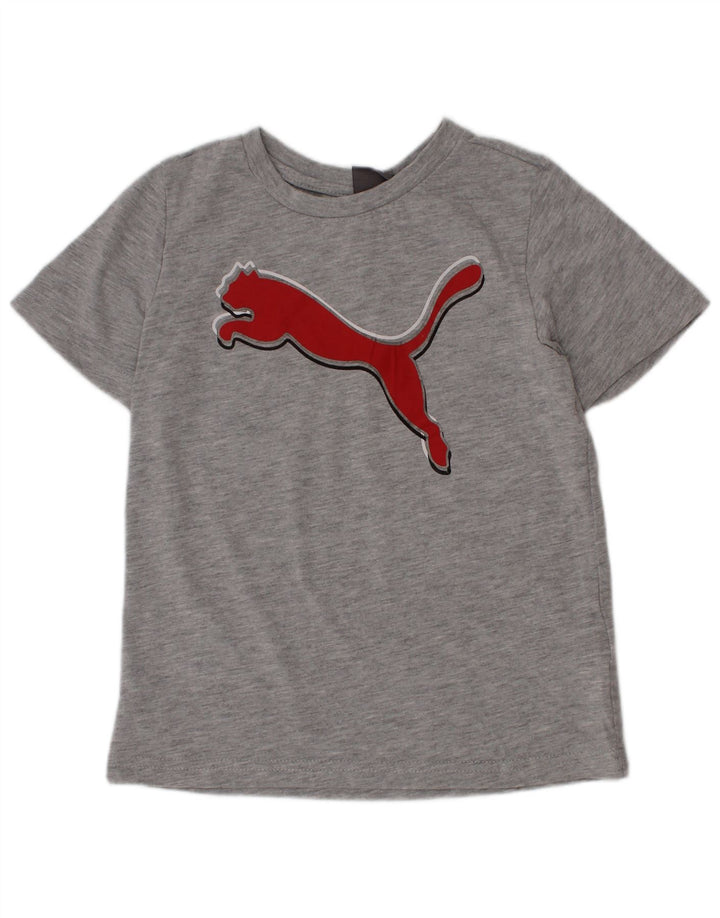 Puma Boys Graphic T-Shirt Top 4-5 Years Grey Pamuk