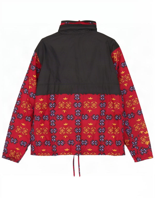 Vintage muška anorak kišna jakna s kapuljačom širokog kroja UK 38 srednje crvena geometrijska