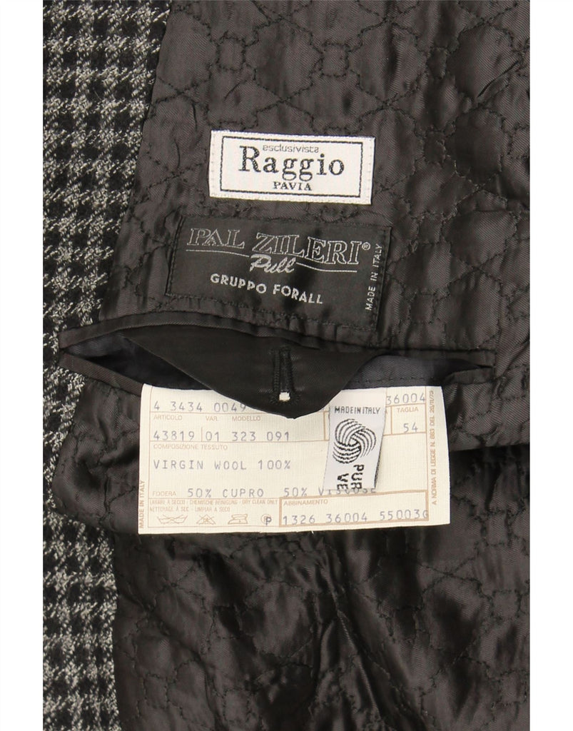PAL ZILERI Mens 3 Button Blazer Jacket IT 54 2XL Grey Houndstooth Vintage Pal Zileri and Second-Hand Pal Zileri from Messina Hembry 