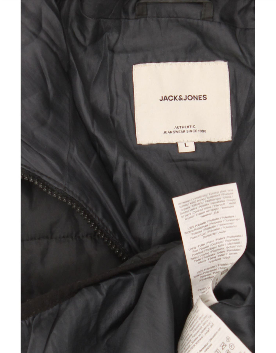 Jack & Jones muška podstavljena jakna s kapuljačom UK 40 veliki crni poliester