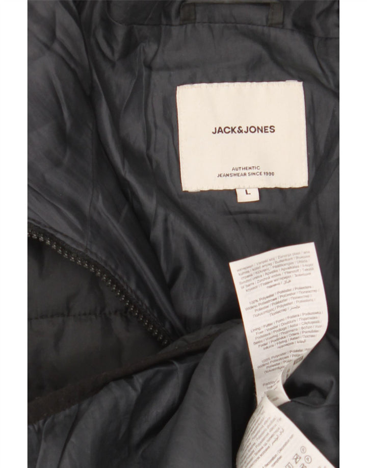 Jack & Jones muška podstavljena jakna s kapuljačom UK 40 veliki crni poliester
