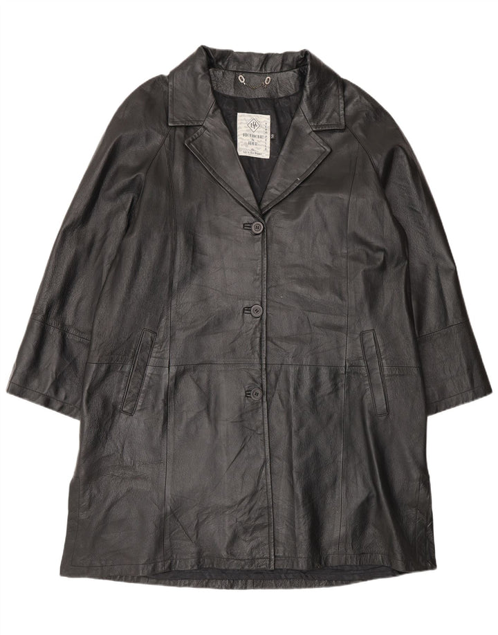 Vintage ženski preveliki kožni kaput IT 50 XL crna koža