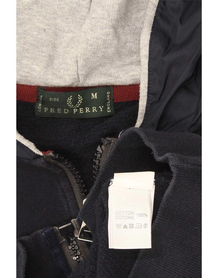 Fred Perry muški pulover s kapuljačom na patentni zatvarač srednje tamnoplavi pamuk