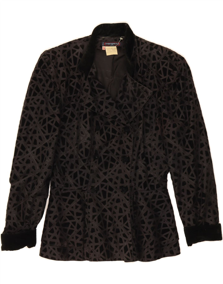 VINTAGE Womens Abstract Pattern Blazer Jacket EU 38 Medium Black Vintage Vintage and Second-Hand Vintage from Messina Hembry 