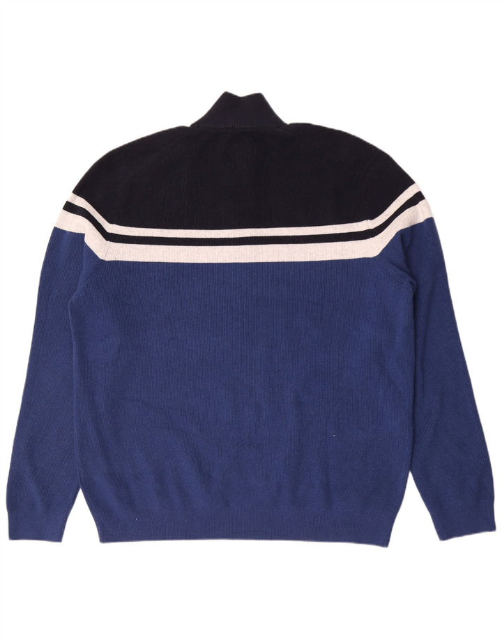 Marks & Spencer muški pulover s izrezom s patentnim zatvaračem 2XL poliester na plave pruge