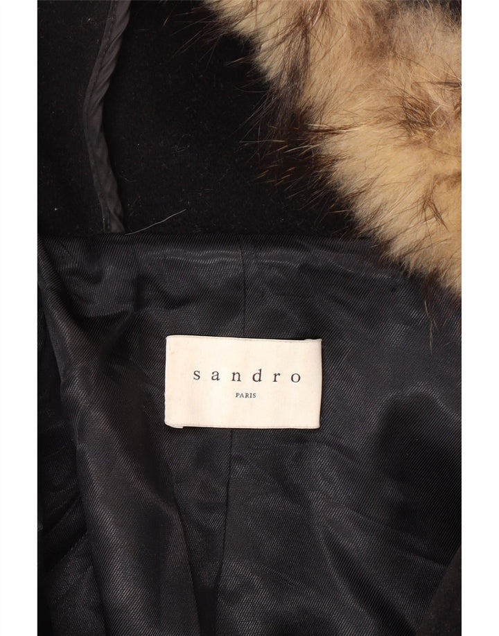 SANDRO ženski kaput s kapuljačom EU 40 srednje crne vune