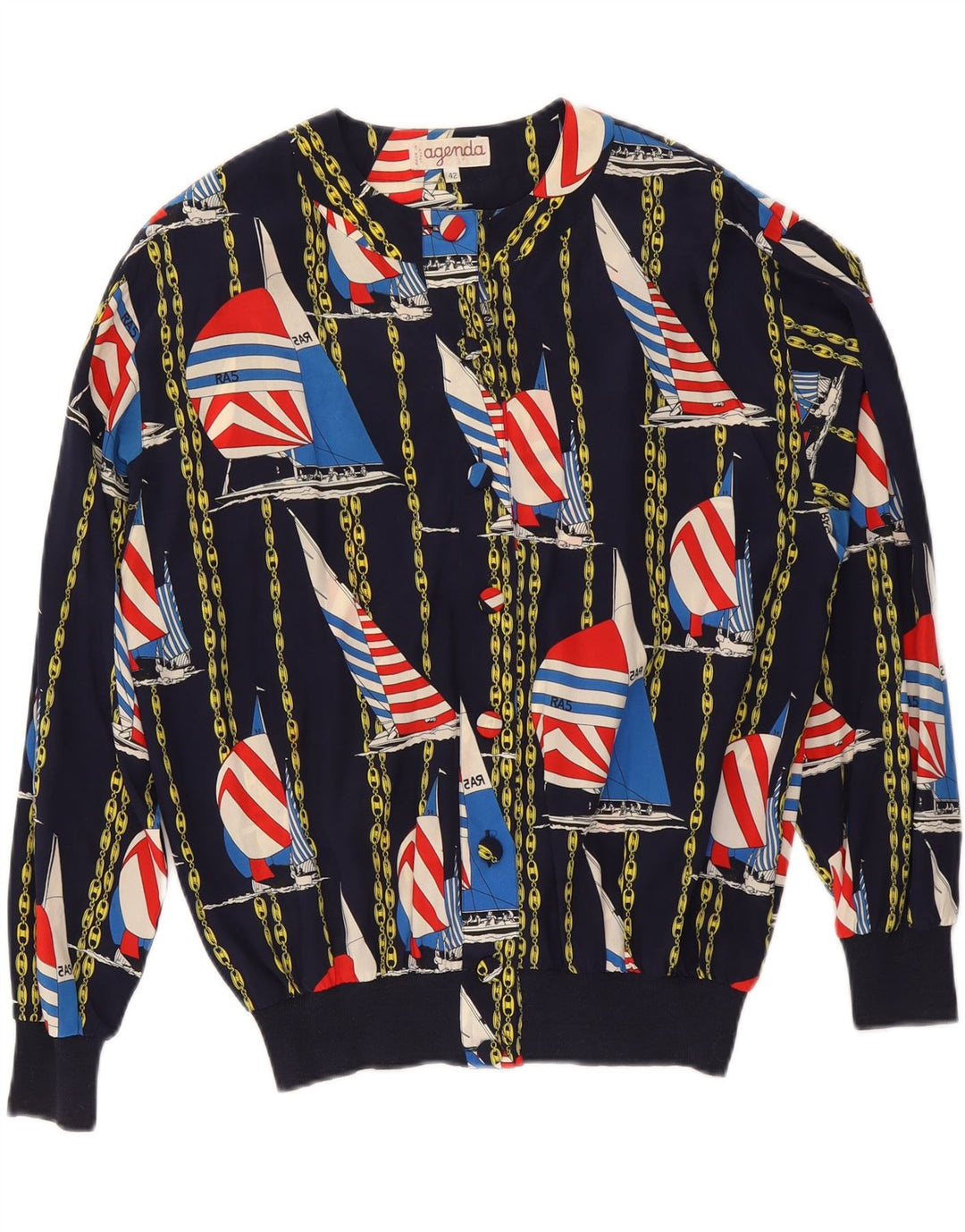 AGENDA Ženska bomber jakna s apstraktnim uzorkom IT 42 srednje tamnoplava svila