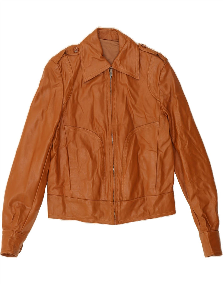 VINTAGE Womens Military Leather Jacket IT 46 Large Brown Vintage Vintage and Second-Hand Vintage from Messina Hembry 