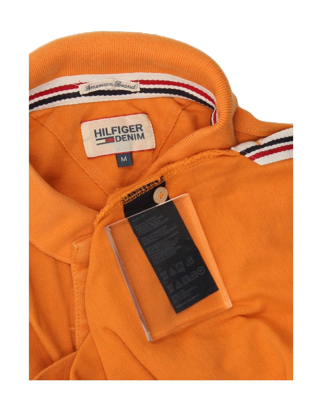 TOMMY HILFIGER Mens Polo Shirt Medium Orange Cotton Vintage Tommy Hilfiger and Second-Hand Tommy Hilfiger from Messina Hembry 