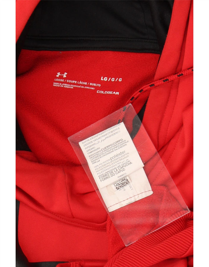 UNDER ARMOUR Mens Cold Gear Graphic Hoodie Jumper Large Red Polyester