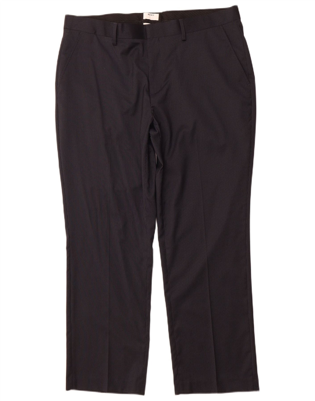 DKNY Mens Slim Fit Suit Trousers W38 L30 Navy Blue Pinstripe Wool Vintage Dkny and Second-Hand Dkny from Messina Hembry 