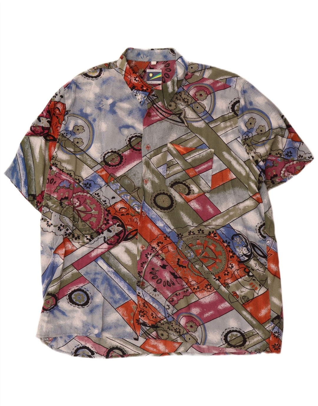 Vintage muška košulja kratkih rukava Veliki raznobojni paisley