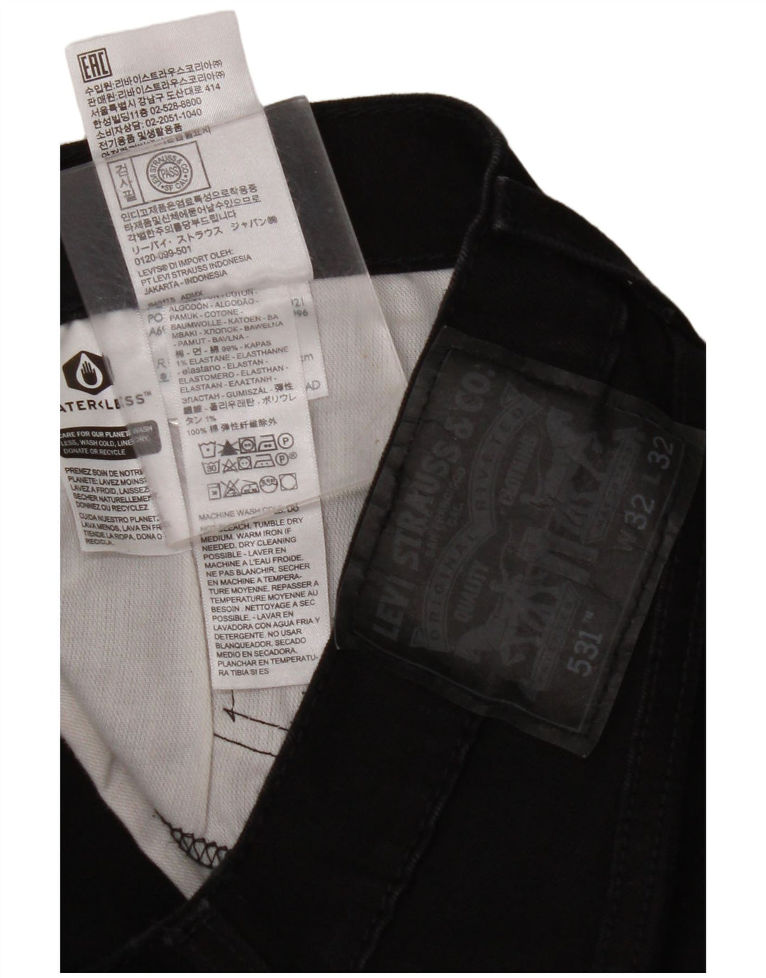 LEVI'S Muške 531 uske traperice W32 L32 Crni pamuk