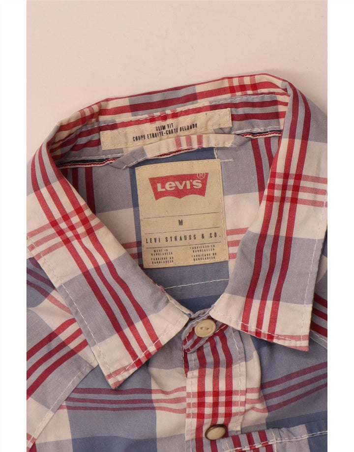 Levi's muška uska košulja kratkih rukava Srednje plavi karirani pamuk