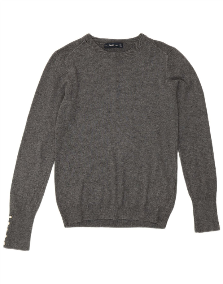 Zara ženski džemper s okruglim izrezom UK 12 Srednje siva viskoza