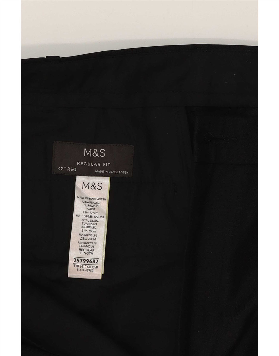 Marks & Spencer muške ležerne hlače regularnog kroja W42 L31 crni poliester