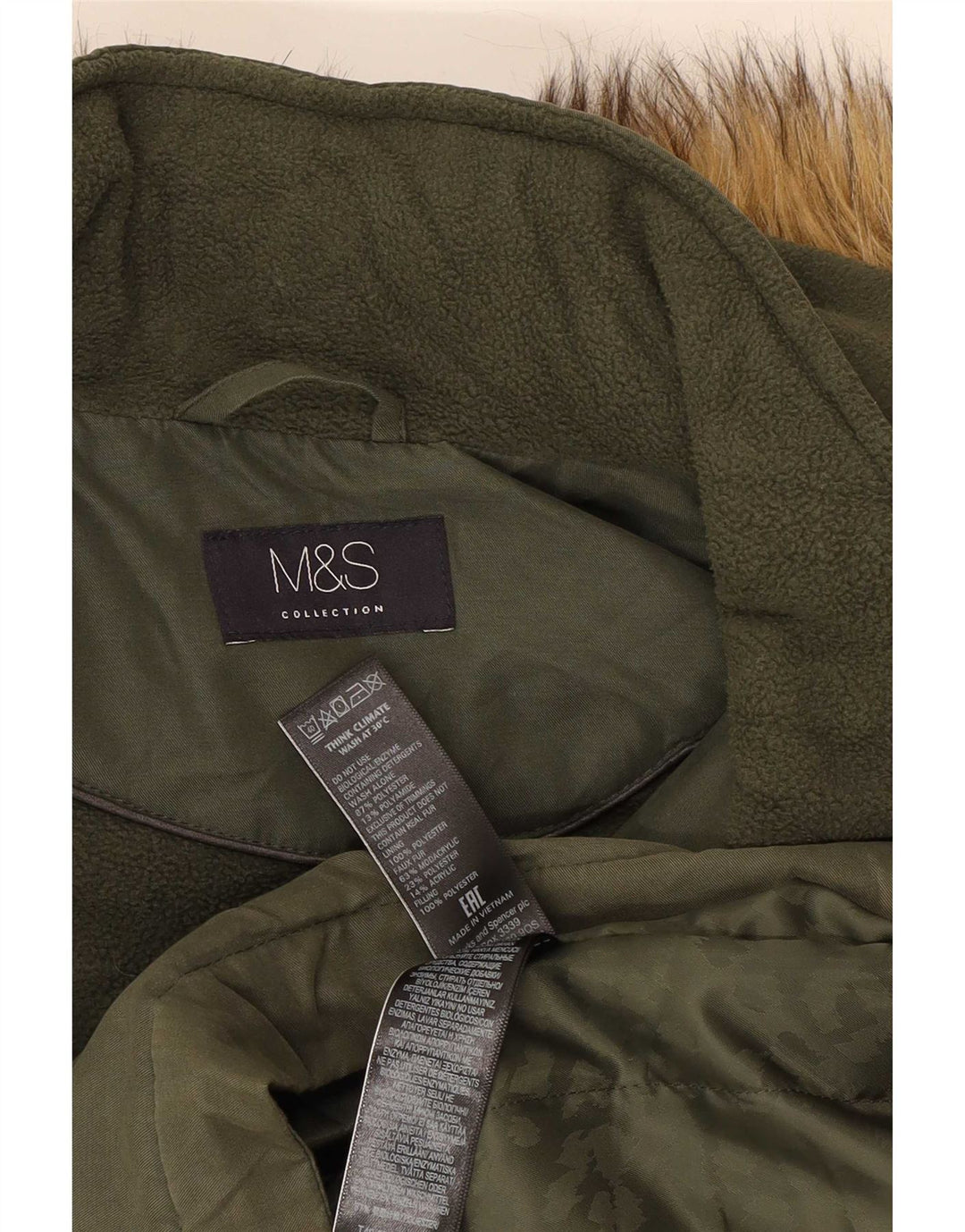 Marks & Spencer ženska jakna parka s kapuljačom UK 16 veliki kaki poliester