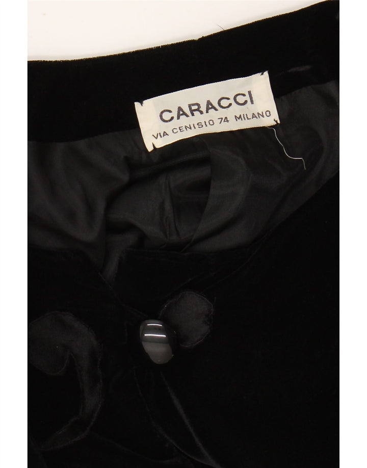 VINTAGE ženski baršunasti sako sa 5 gumba UK 12 Srednje crni paisley