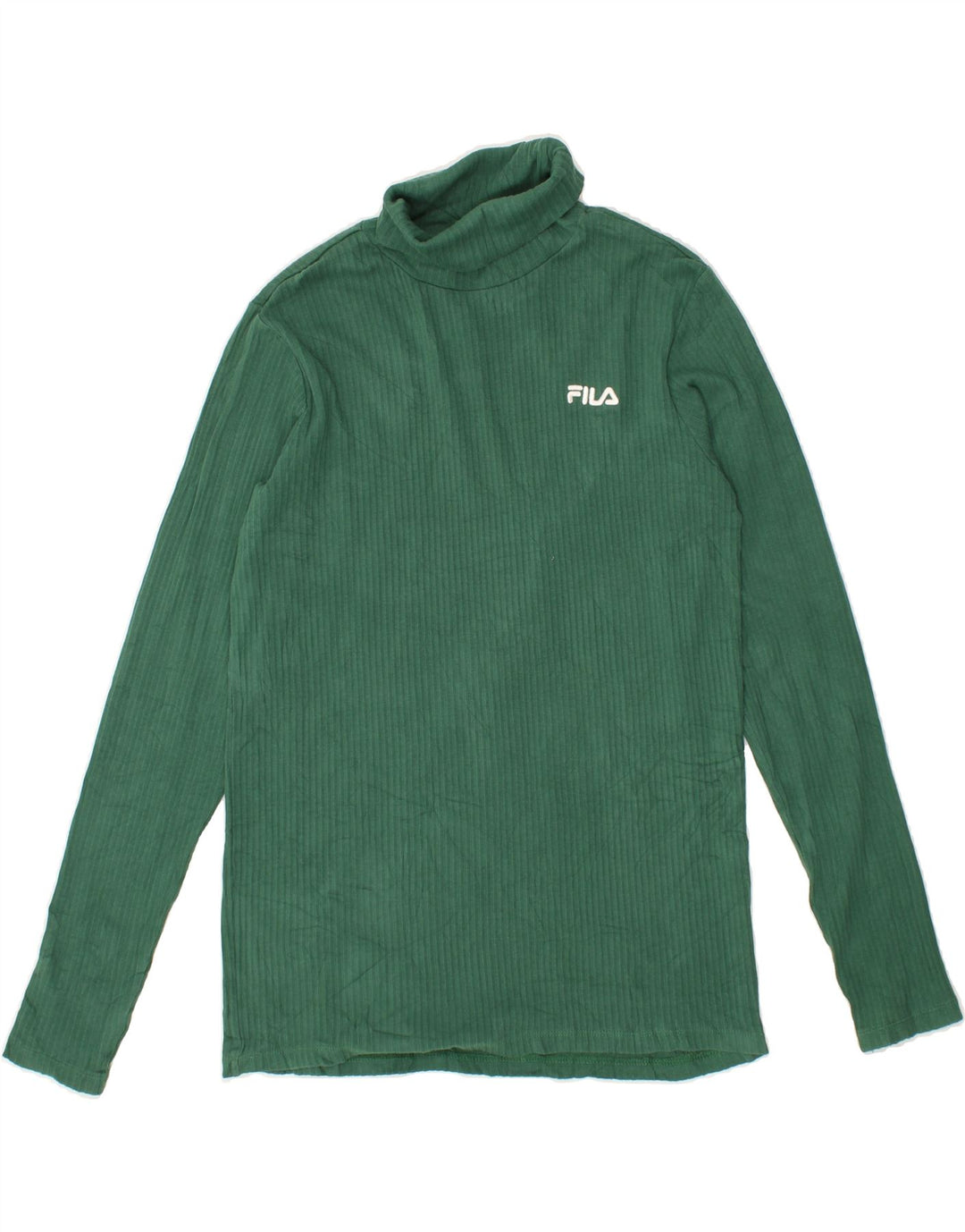 FILA Womens Roll Neck Top Long Sleeve UK 14 Medium Green Cotton Vintage Fila and Second-Hand Fila from Messina Hembry 