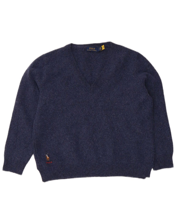 Polo Ralph Lauren ženski džemper s V-izrezom UK 14 Veliki tamnoplavi vuneni