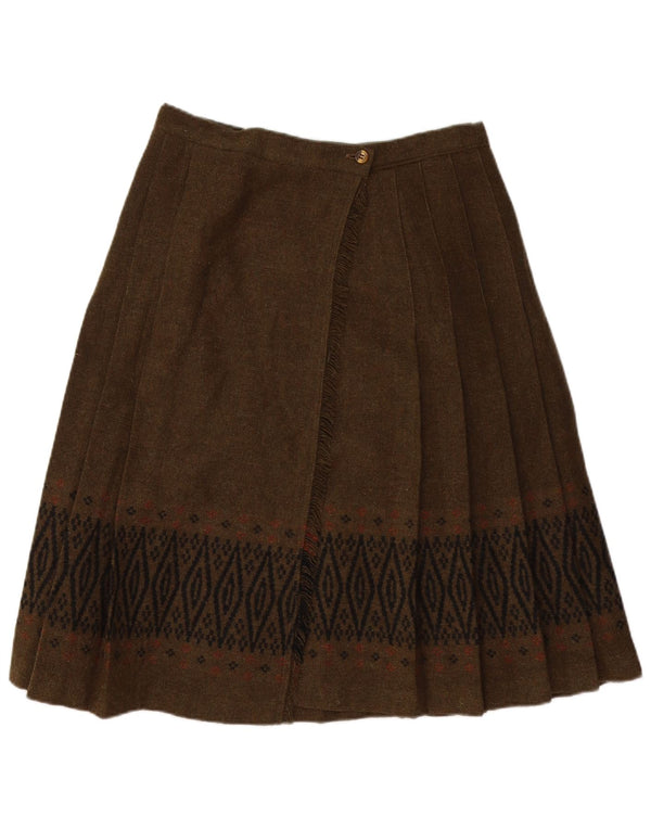 Vintage ženska plisirana suknja u obliku noža W30 srednje geometrijske boje kaki