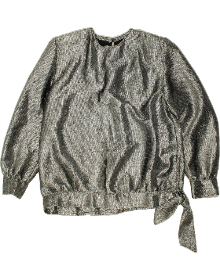 VINTAGE Womens Long Sleeve Blouse Top UK 14 Large Silver Vintage Vintage and Second-Hand Vintage from Messina Hembry 