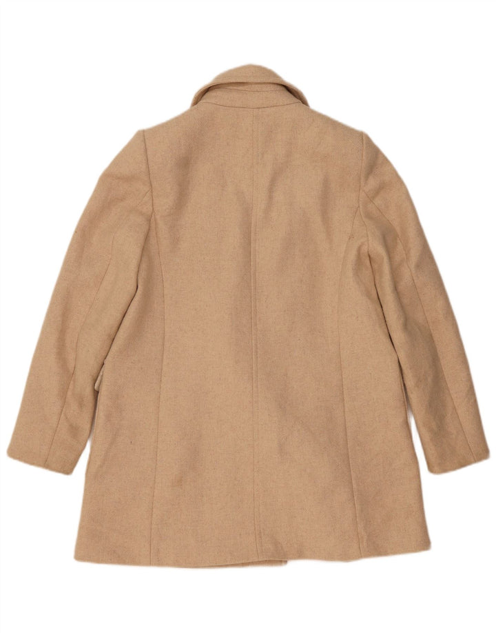 Zara ženski kaput s dvorednim kopčanjem UK 10 Small Beige Riblja kost vuna