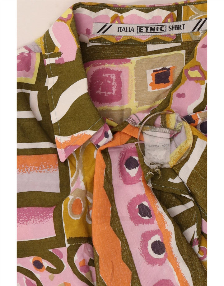 Vintage muška košulja kratkih rukava, velika raznobojna patchwork viskoza