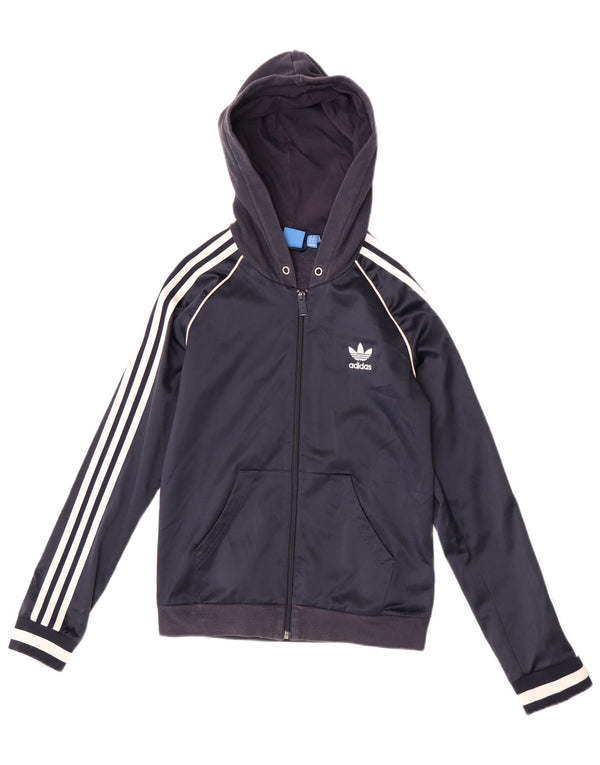 Adidas ženska gornja jakna s kapuljačom UK 10 Mala tamnoplava poliester