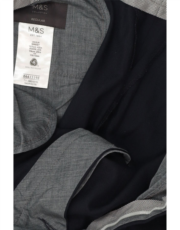 MARKS & SPENCER Muške hlače standardnog kroja W42 L29 tamnoplava vuna