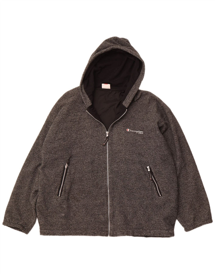CHAMPION Muška flis jakna s kapuljačom UK 42 XL poliester u sivoj prugi
