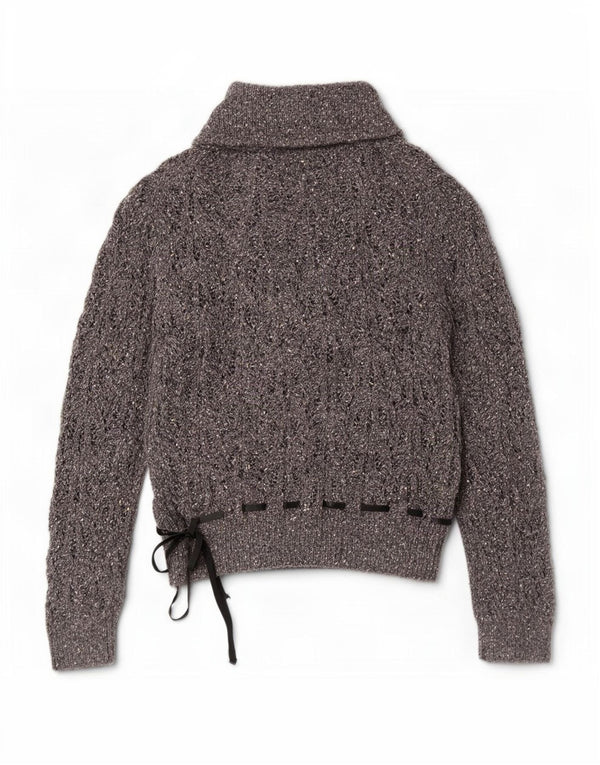 Max Mara ženski vikend džemper sa šalom i izrezom UK 18 XL sivo s pjegama