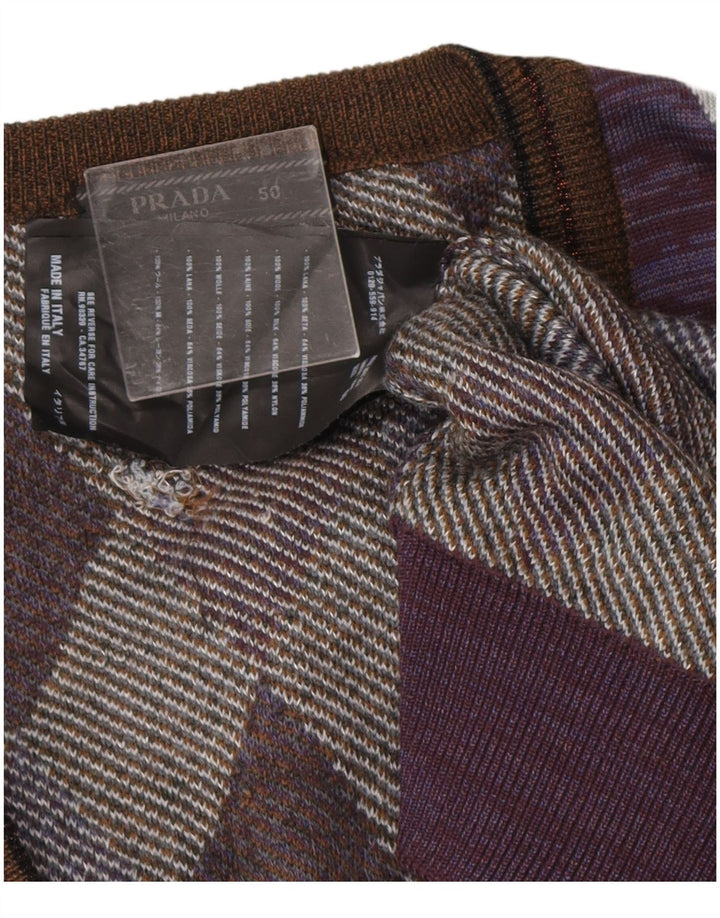 Prada muški džemper s V-izrezom IT 50 Srednje ljubičasti dizajner