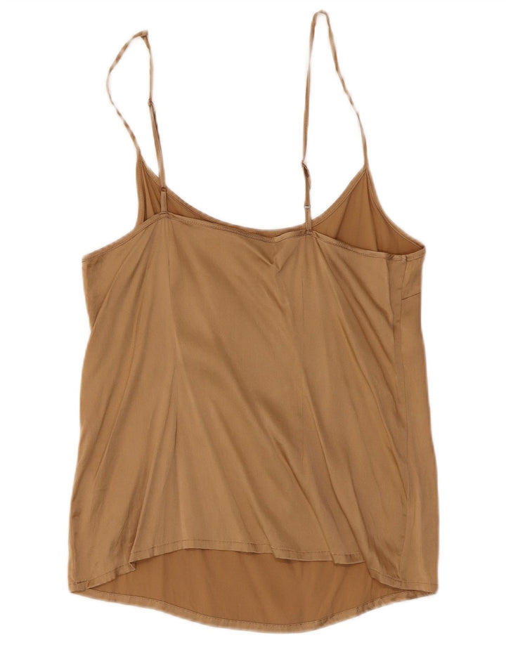 Vintage ženski Cami Top UK 8 Mala smeđa svila